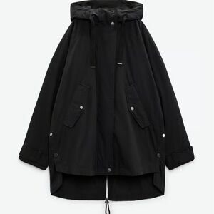 Zara Black Utility Jacket with Hood